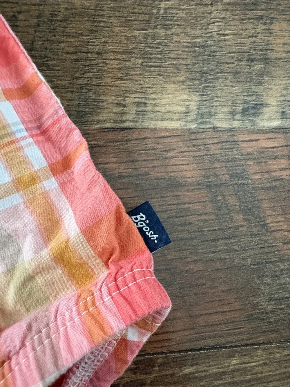 OshKosh B'gosh Coral and Yellow Plaid Infant Button-Up Shirt